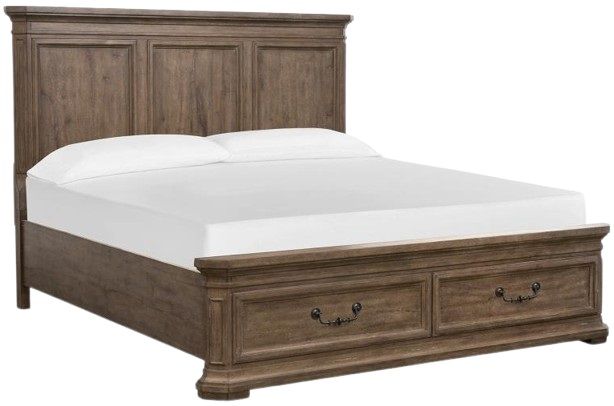 Magnussen Home® Adler Court Florentine Walnut King Panel Storage Bed-0