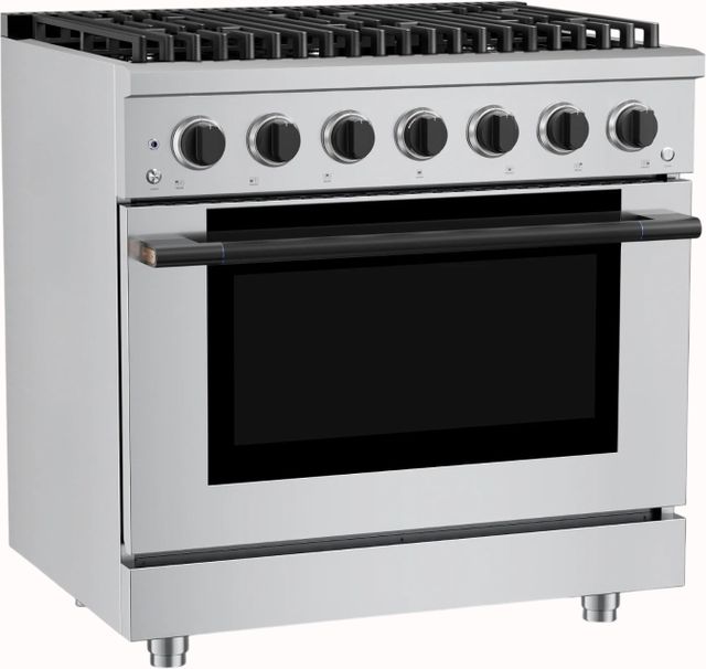 Hauslane HausPro 36" Stainless Steel Pro-Style Dual Fuel Range with Matte Black Knobs-3
