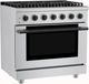 Hauslane HausPro 36" Stainless Steel Pro-Style Dual Fuel Range with Matte Black Knobs-3