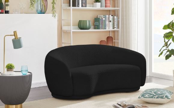 Meridian Furniture Hyde Black Boucle Fabric Loveseat-2