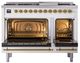 Ilve® Nostalgie II Noblesse 48'' White Pro Style Dual Fuel Range with Brass Trim-1