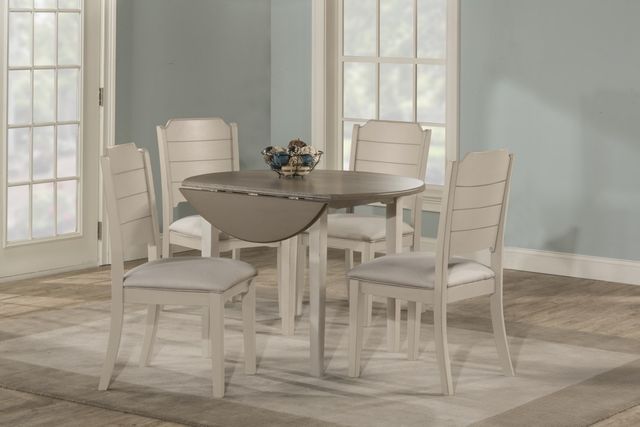 HH2 Home Clarion 5-Piece Two-Tone Round Drop Leaf Dining Set with Side Chairs-0