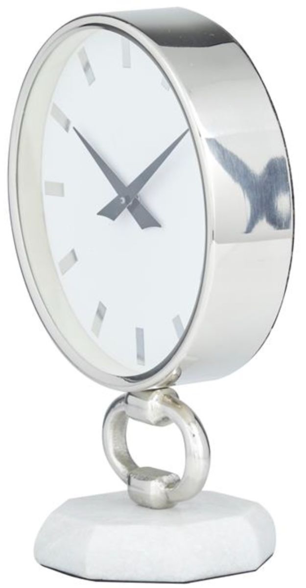 Deco Marche Silver 8” Clock with Marble Face-1