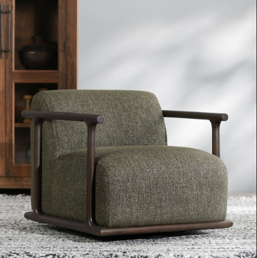 DAL/Lucia (ルシア) Classic Home Lucia Dark Brown/Kale Gray Swivel Accent Chair