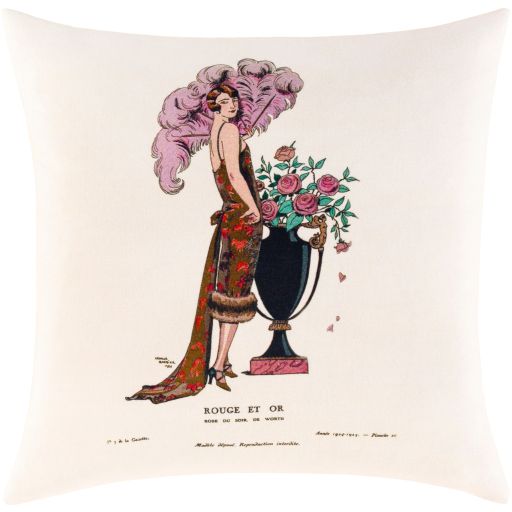 Surya La Guirlande Cream 18"x18" Toss Pillow with Down Insert-0