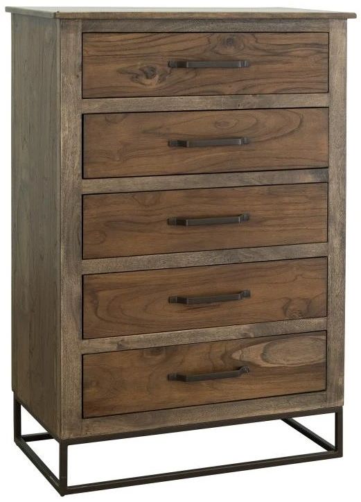 International Furniture Direct Natural Teca Brown Chest-0