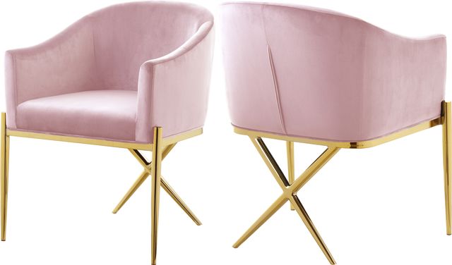 Meridian Furniture Xavier Pink/Gold Velvet Dining Chair-3
