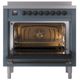 Ilve® Nostalgie II Noblesse 36'' Blue Gray Pro Style Induction Range with Burnished Trim-1