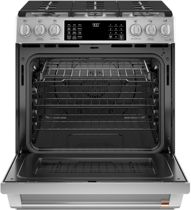 Café™ 30" Stainless Steel Smart Slide-In Dual Fuel Range with Warming Drawer-2