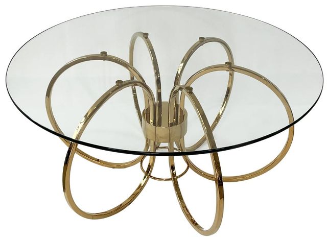 Harp & Finial® Joss Glass Top Coffee Table with Brass Base-0