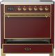 Ilve® Majestic III 36" Burgundy Pro Style Induction Range with Solid Door and Brass Trim-3