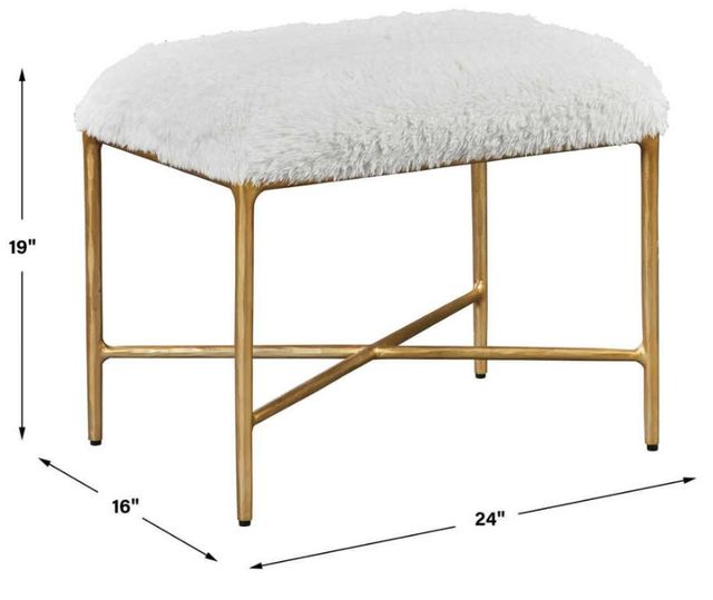 Uttermost® Charmed Cream/Soft Gold Small Bench-2