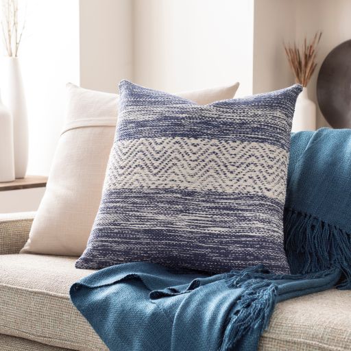 Surya Levi Denim 18"x18" Toss Pillow with Polyester Insert-4