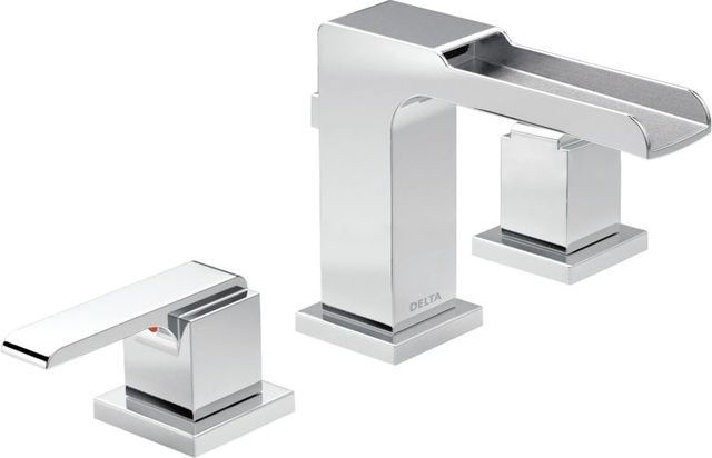 Delta Ara® Chrome 2-Handle Widespread Channel Bathroom Faucet with Drain-0