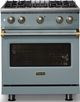 Viking® 5 Series 30" Novembery Sky Pro Style Gas (NG) Range with Brushed Brass Trim-4