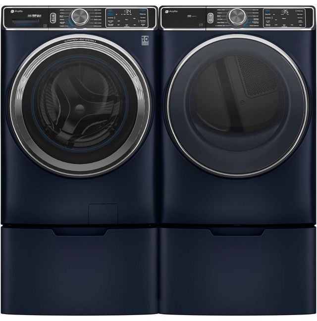 PFW870SPVRS | PFD87ESPVRS - GE Profile Front Load Laundry Pair with 5.3 cu. ft. Smart Washer with UltraFresh Vent System+ and 7.8 cu. ft. Smart Electric Dryer with PowerSteam - INCLUDES PEDESTALS!