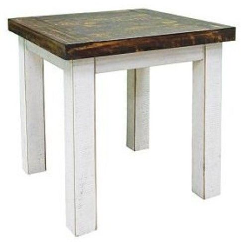Million Dollar Rustic Econo White End Table with Brown Top -0
