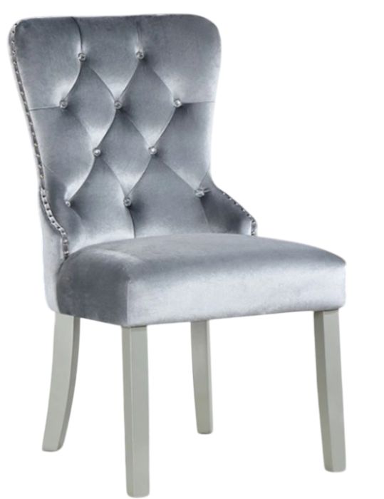 Furniture of America® Adalia 2-Piece Dark Gray/Silver Dining Chair Set-0