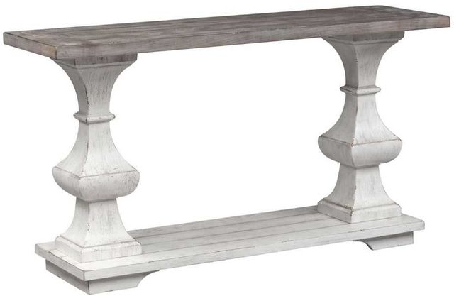 Liberty Furniture Sedona Gravel Sofa Table with Heavy Distressed White Base-0