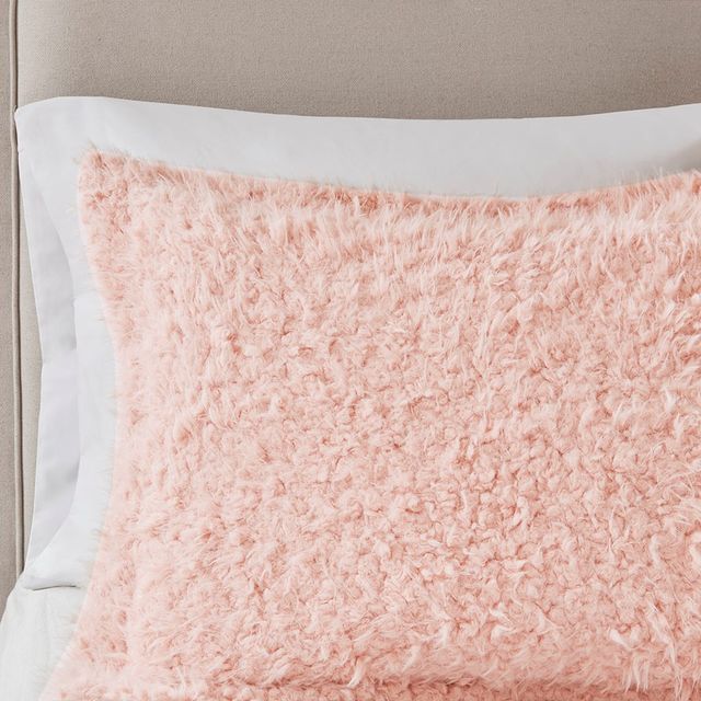 Olliix by Madison Park Nova Blush King Faux Mohair Reverse Faux Mink Comforter Set-3