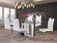 Mazin Furniture Yves Clear Glass Top Dining Table with White and Chrome Base -3