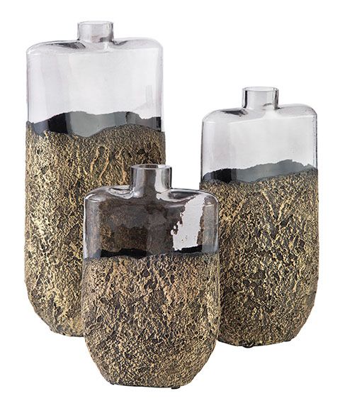 Signature Design by Ashley® Clement 3-Piece Antique Gold Vase Set-0