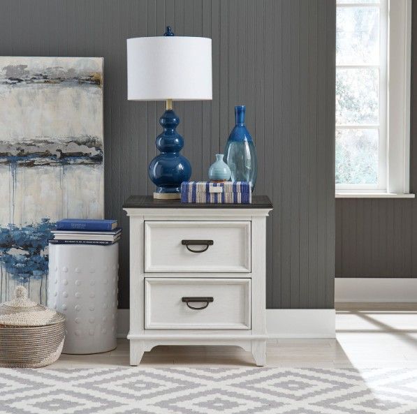 Liberty Furniture Allyson Park Charcoal/Wirebrushed White Nightstand with Charging Station -1