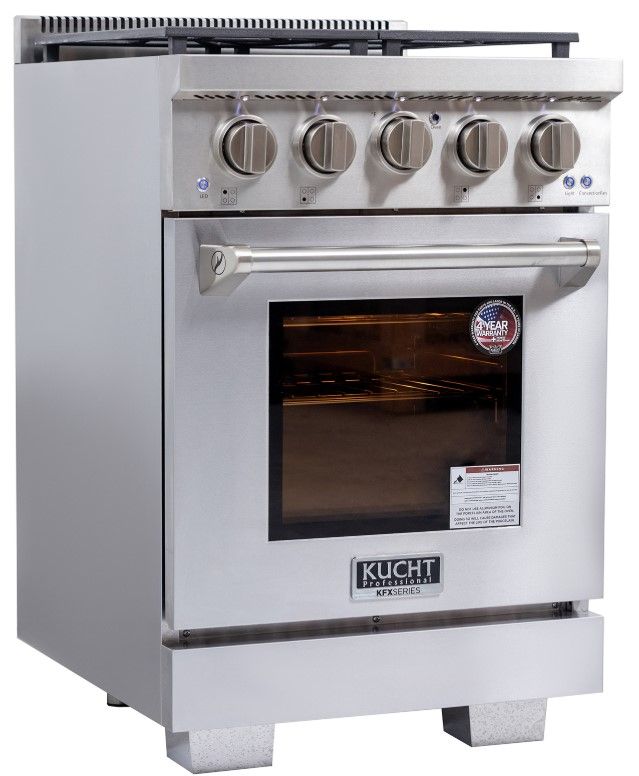 Kucht Professional KFX Series 24" Stainless Steel Pro Style Propane Gas Range with True Simmer Burners-3