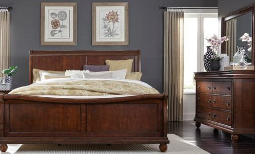 Liberty Furniture Rustic Traditions 3 Piece Rustic Cherry Queen Sleigh Bedroom Set
