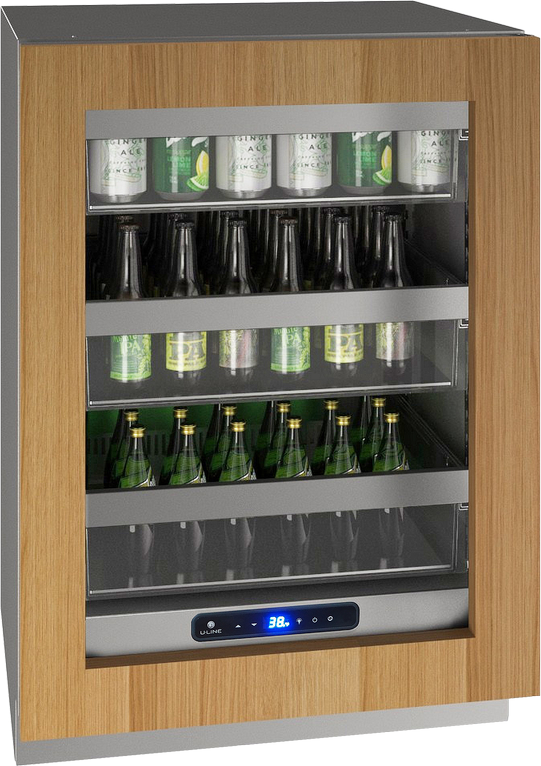 U-Line 5 Class Collection 24” 5.2 Cu. Ft. Panel Ready Beverage Center with Reversible Hinge Glass Door -0