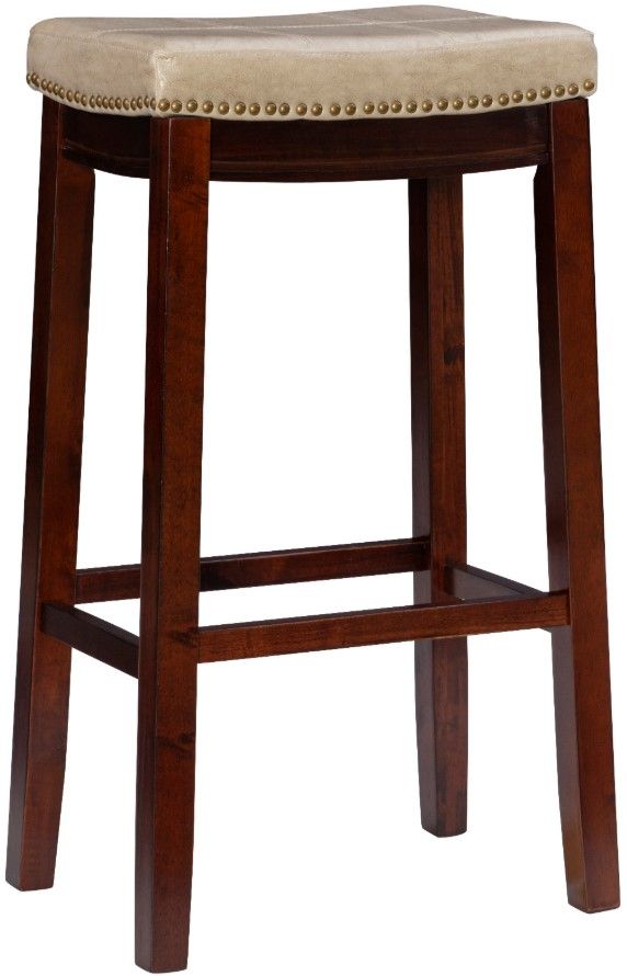 Linon Claridge Beige/Dark Brown Bar Stool-0