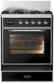 Ilve® Majestic III 30" Glossy Black Pro Style Dual Fuel Liquid Propane Range with Triple Glass Door and Chrome Trim-1
