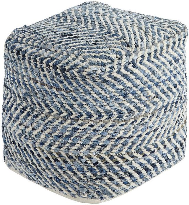 Chevron Pouf - Blue Chevron Pouf - Blue