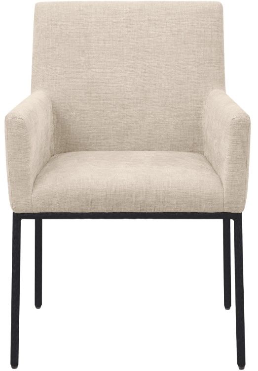 Meridian Furniture Reeves Beige/Matte Black Chenille Upholstered Dining Chair-1