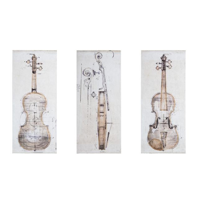 Olliix by Madison Park Violin Study 3 Piece Set Offwhite 15x35x1" Canvas-0