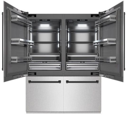 ZLINE Autograph Edition 60" 32.2 Cu. Ft. Satin Stainless Steel Built-In French Door Refrigerator with Matte Black Accents-1