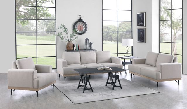Coaster® Kester Beige Recessed Track Arm Sofa-1