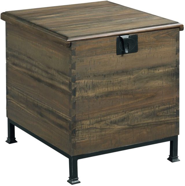 Hammary® Hidden Treasures Brown Milling Chest End Table with Black Base-0