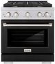 ZLINE 30" Satin Stainless Steel Pro Style Gas Range with Black Matte Door-0