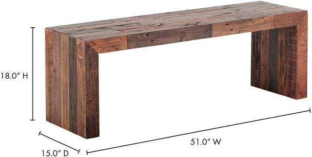 Moe's Home Collection Vintage Light Brown Small Bench-2