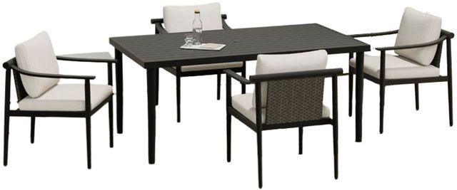 New Classic® Home Furnishings Moana 5-Piece Black/Ivory Aluminum/Sundura Outdoor Patio Dining Set-0