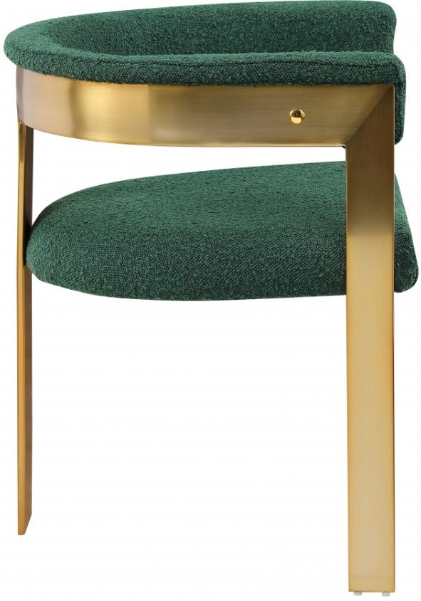 Meridian Furniture Romeo Green/Brushed Gold Boucle Upholstered Dining Chair-1