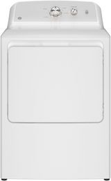 GE® 7.2 Cu. Ft. White with Silver Matte Backsplash Electric Dryer