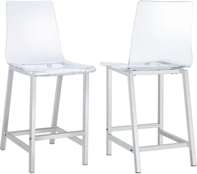Coaster® Juelia 2-Piece Chrome/Clear Acrylic Counter Stools-0