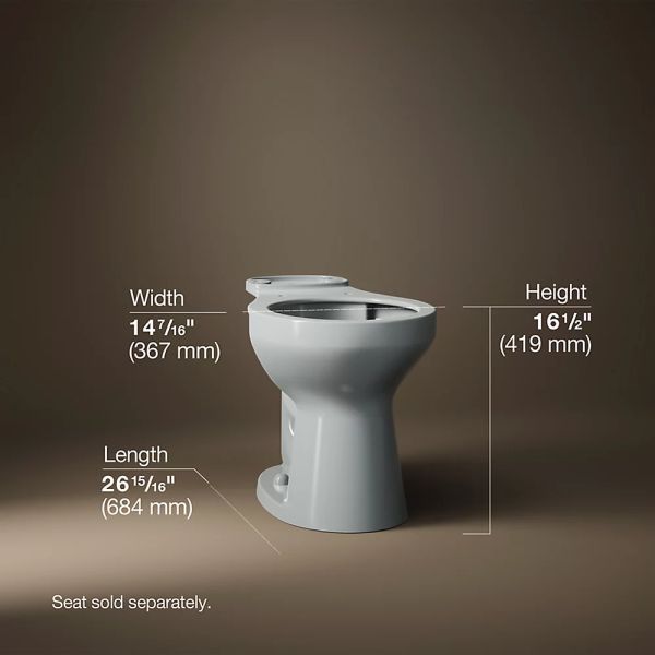 KOHLER® Cimarron® Ice Gray Round-Front Toilet Bowl-4