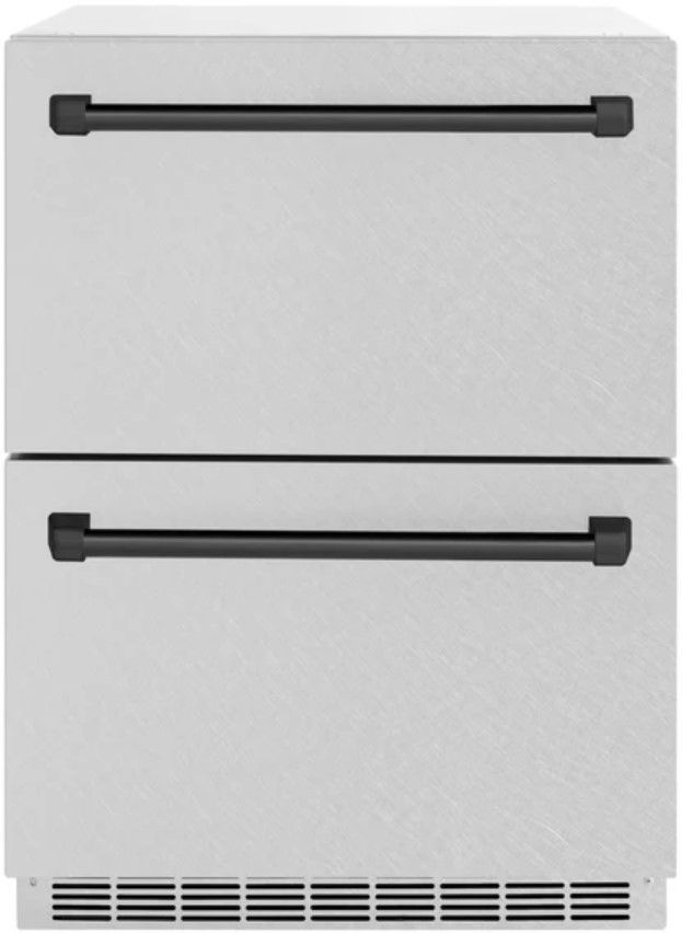 ZLINE Autograph Edition 24" Touchstone 168 Can Outdoor-Rated Dual Refrigerator Drawer with Matte White Doors and Matte Black Handles-0