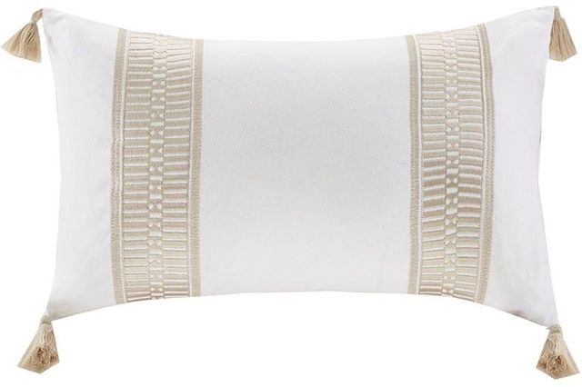 Olliix by Harbor House Taupe Anslee Embroidered Cotton Oblong Decorative Pillow-0