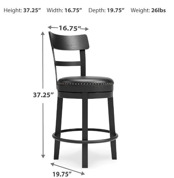 Signature Design by Ashley® Valebeck Black Upholstered Bar Stool-2