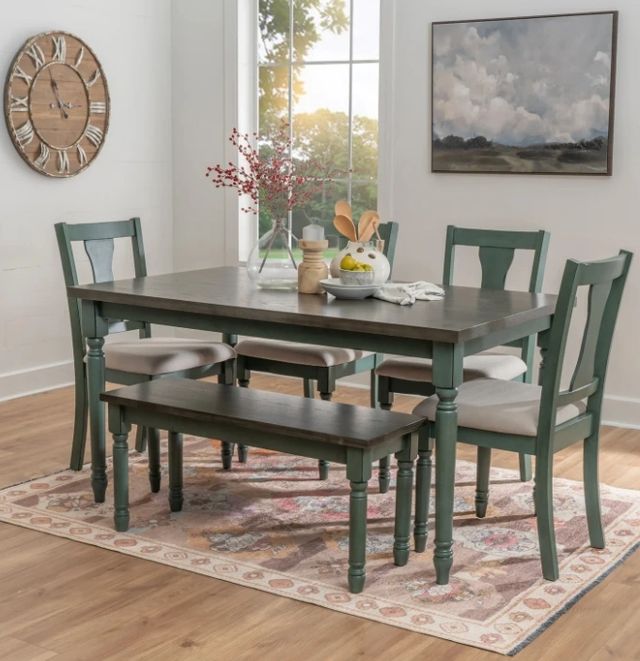 Powell® Willow 6-Piece Beige/Dark Gray/Teal Dining Table Set-1