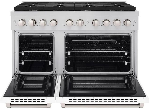 ZLINE Paramount 48" Stainless Steel Pro Style Dual Fuel Range with White Matte Door-1